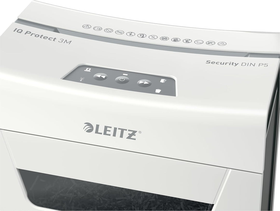 Leitz IQ 3M Premium Aktenvernichter P5, Mikroschnitt, 4-3 Blatt (70-80g/m²), Super leise, kompakt &