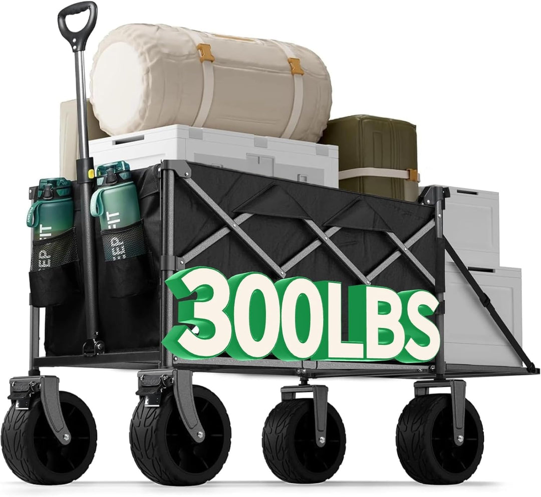 Festival-Trolley, 300 l, faltbarer Strandwagen mit verstellbarer Heckklappe, 360°-Rädern und Bremsla
