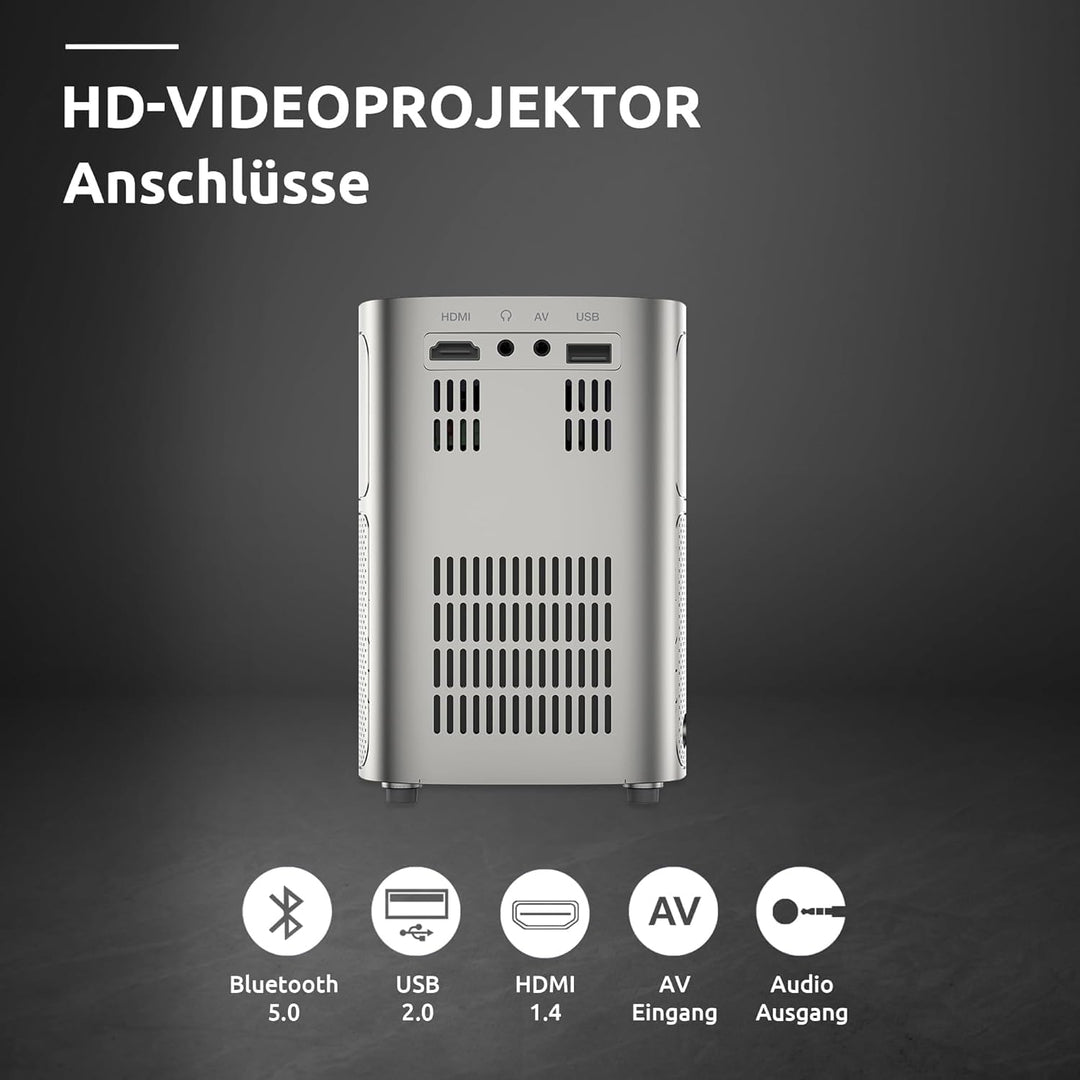 STRONG - Q1 Mini Projektor - Taschenbeamer - 35-120 Zoll - WLAN & Bluetooth - mit Stereo-Lautspreche