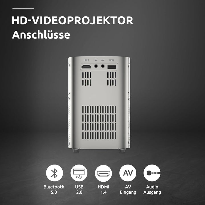 STRONG - Q1 Mini Projektor - Taschenbeamer - 35-120 Zoll - WLAN & Bluetooth - mit Stereo-Lautspreche