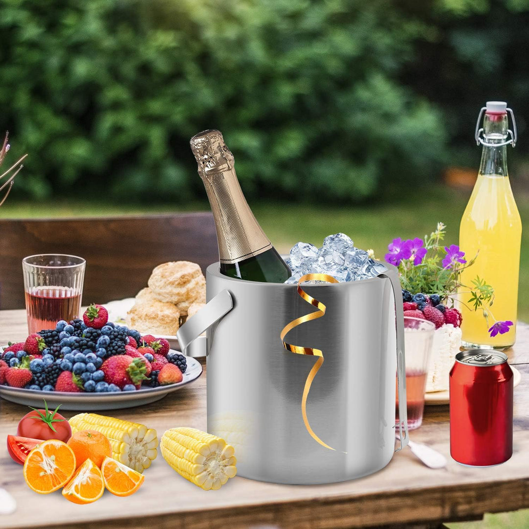 1.3 L Eiseimer Eiswürfelbehälter Edelstahl Eiseimer Eisbehälter mit Zange und Deckel für Eiswürfel u