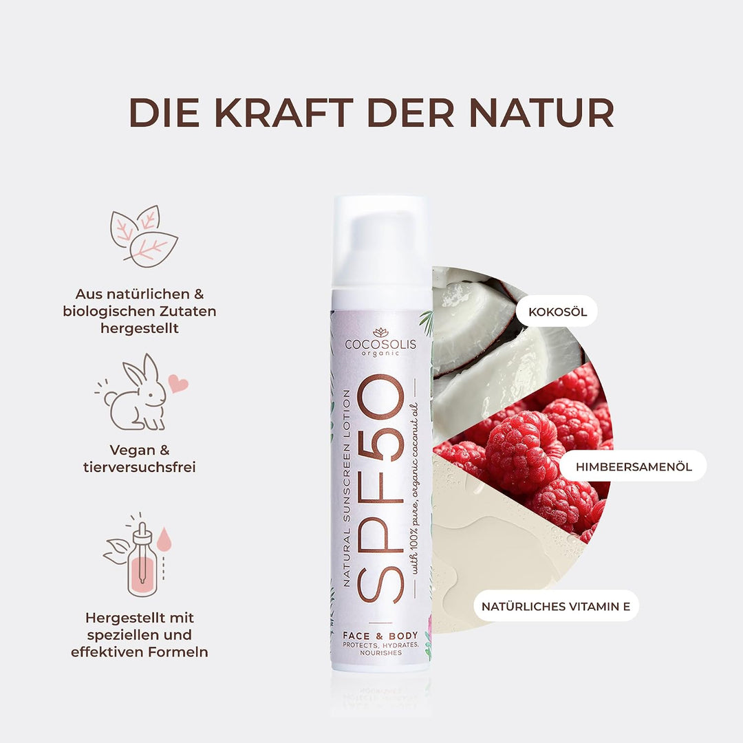 COCOSOLIS Sonnencreme SPF 50 - Feuchtigkeitsspender mit Sonnenschutz gegen UVA- und UVB-Strahlen - S
