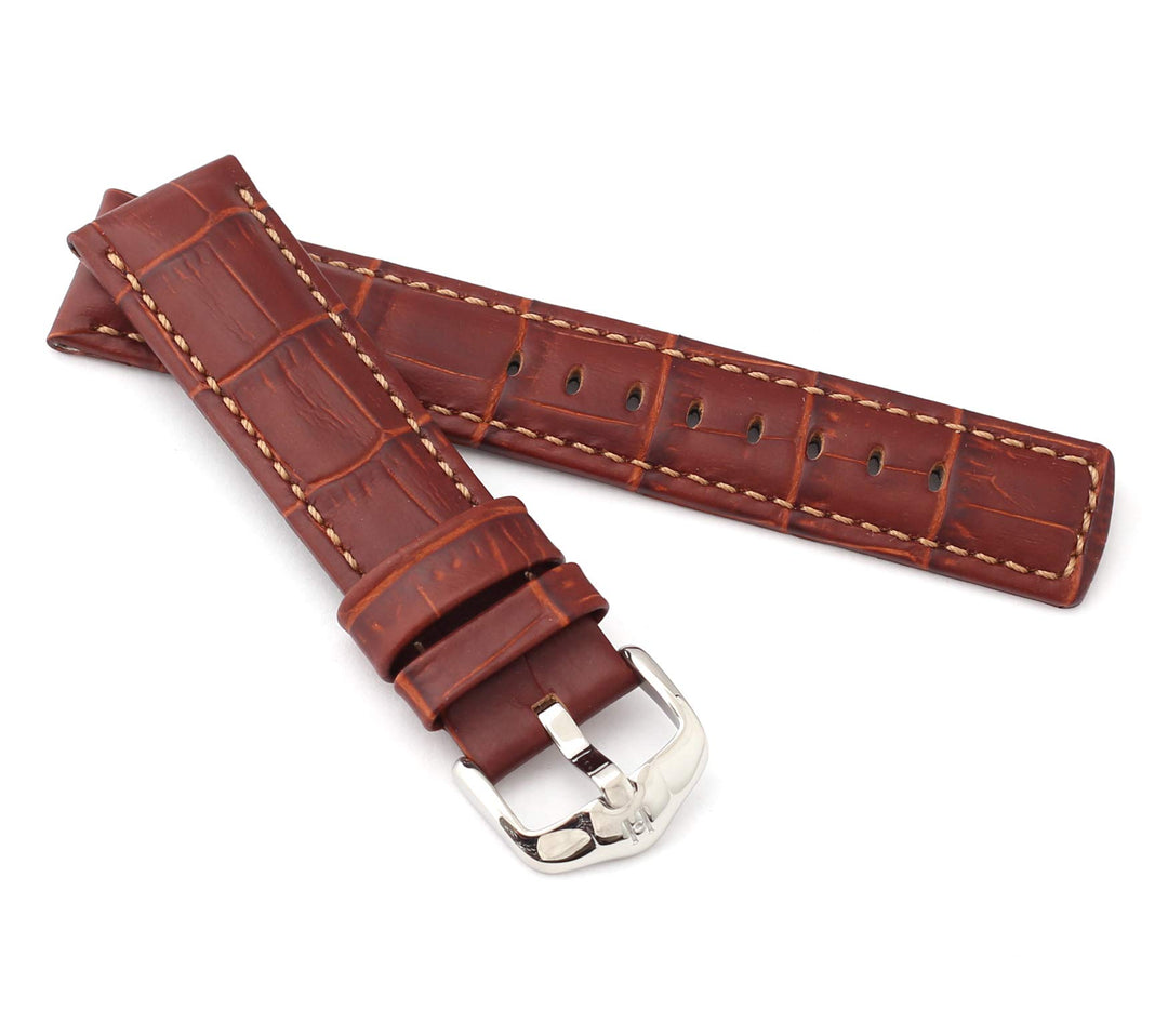 HIRSCH Herren Uhrenarmband Alligator Style Modell Grand Duke 22 mm Goldbraun, Goldbraun