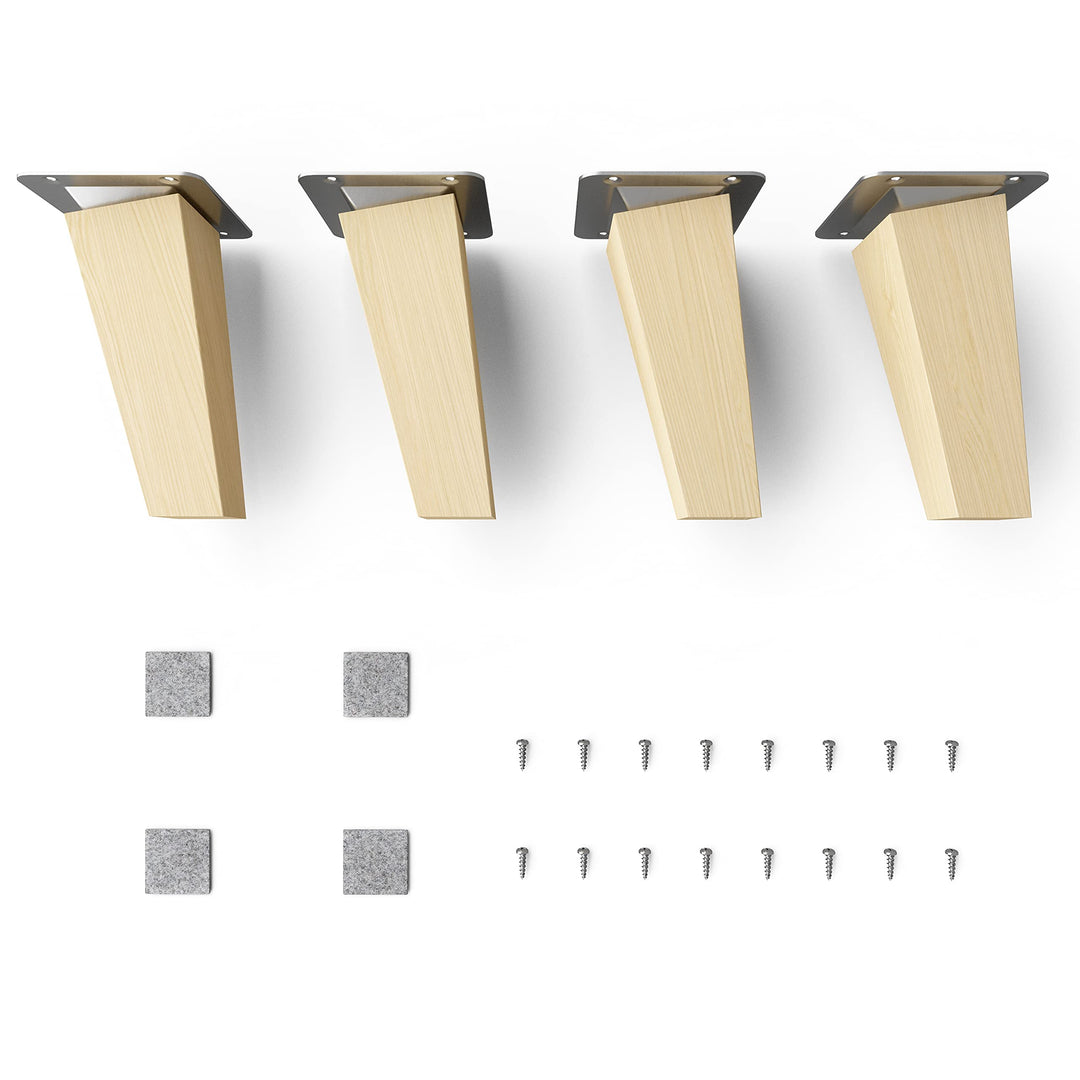 Sossai Möbelfüsse aus Naturholz Buche unbehandelt, Clif Square HMF4, 12 cm hoch, eckig, schräge Ausf