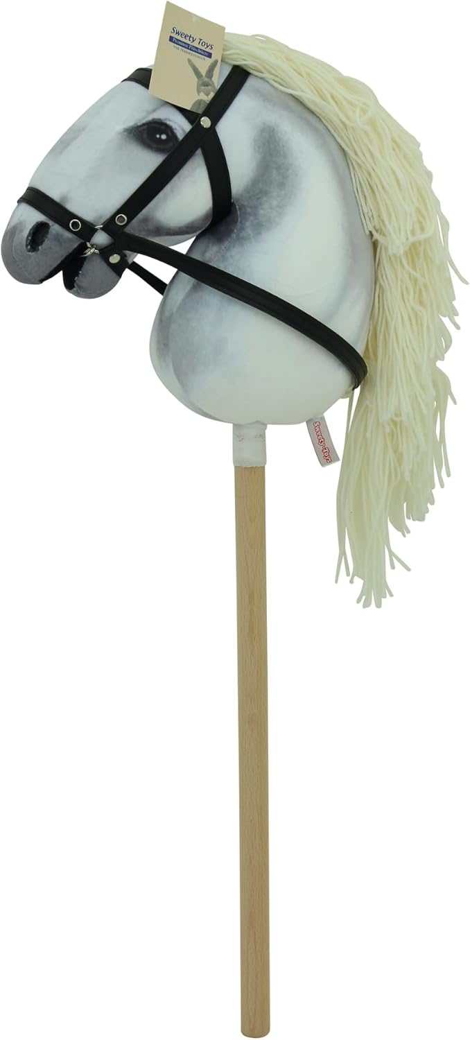 Sweety Toys Hobbyhorse Steckenpferd weiss geeigent für Hobbyhorsing & Transportbeutel Turnbeutel