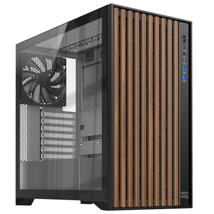 NEWWAY - 2024 Neu - NW1 PC-Gehäuse aus Holz - Mittlere Tower kompatibel mit ATX/Micro-ATX/ITX - Typ
