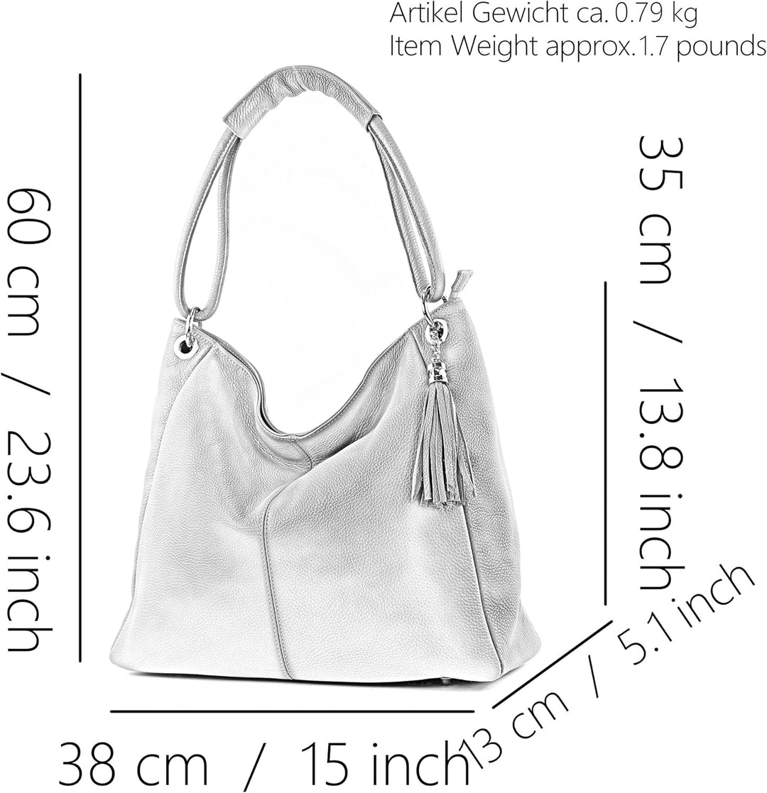 modamoda de - T165 - ital Schultertasche Gross Shopper Leder Altrosa, Altrosa