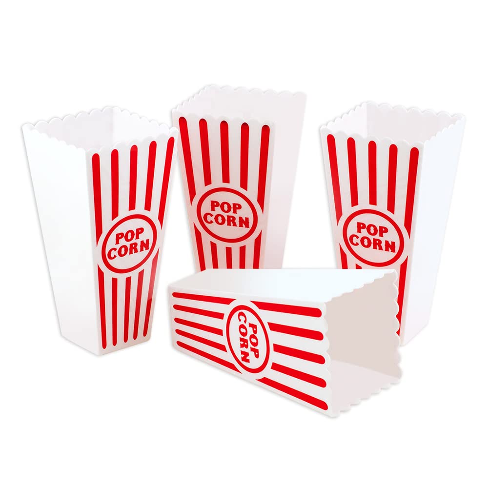 Novelty Place Kunststoff rot &amp; weiss gestreiften klassischen Popcorn-Behälter für Movie Night - 7,8