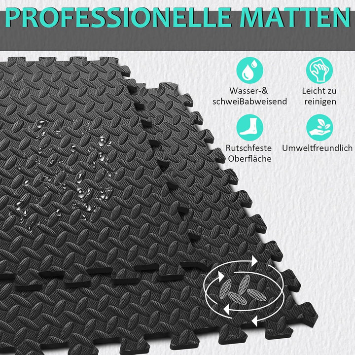 Bodenschutzmatte Fitness Set [61 x 61cm], 12/24/48 Puzzlematte, EVA Sportmatte Fitnessmatte Rutschfe