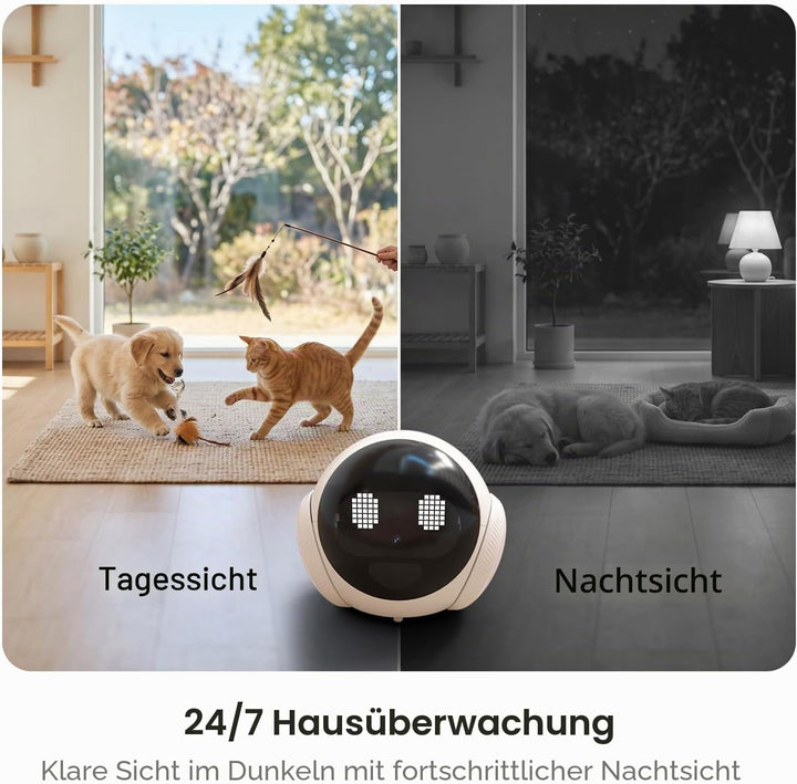 Smart Mobile Haustier Kamera Roboter für Zuhause Indoor Bewegliche 1080P Überwachung Hund und Katzen