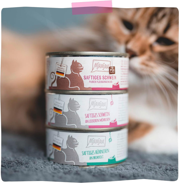 MjAMjAM - Premium Nassfutter für Katzen - saftiges Schwein an leckeren Möhrchen, 6er Pack (6 x 800 g