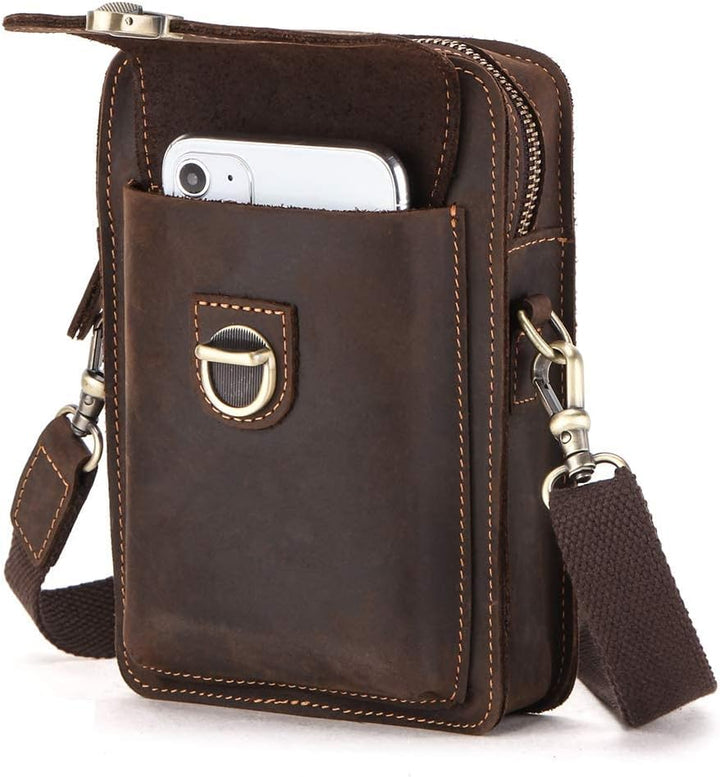 CONTACTS Echtes Leder Herren Kleine Messenger Taillentasche Gürteltasche Telefon Brieftasche Geldbör