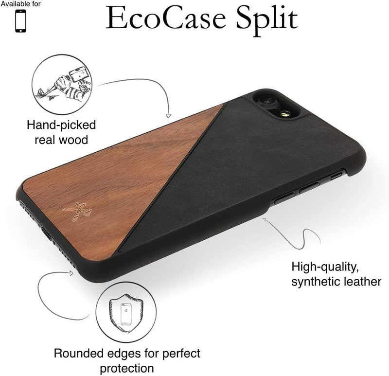 Woodcessories - Hülle kompatibel mit iPhone XS Max aus Echtholz - EcoSplit Case (Walnuss/Schwarz) Wa