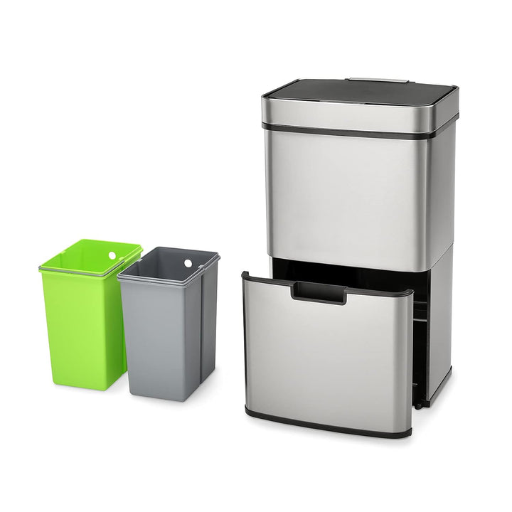 SVITA Sensor-Mülleimer Mülltrennsystem Edelstahl Mülleimer mit Sensor Abfalleimer (62L), 62L