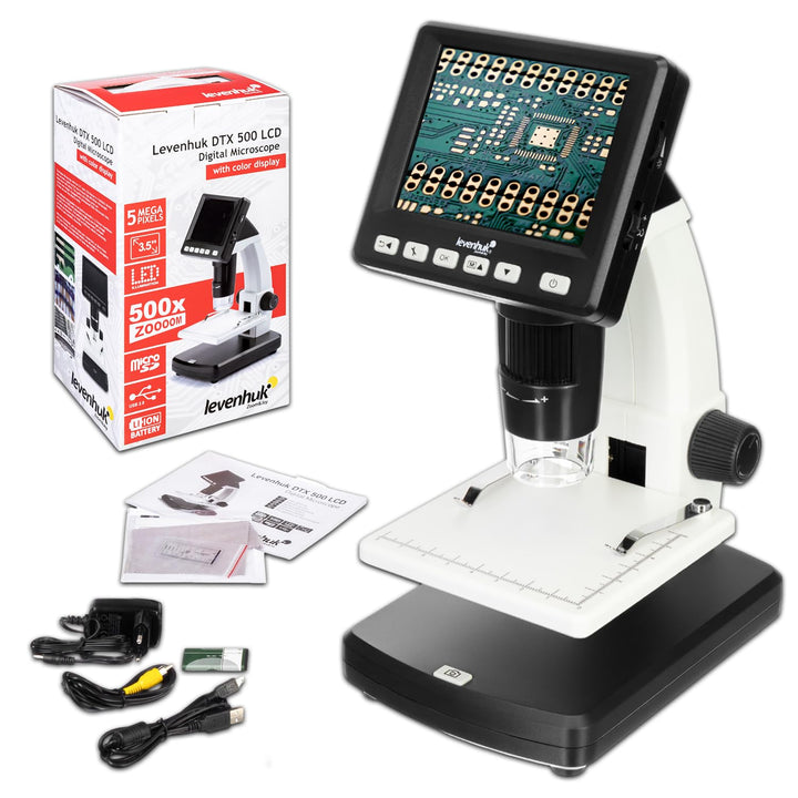 Levenhuk DTX 500 LCD – Digitalmikroskop mit 3,5" Bildschirm, 20–500x Zoom, integrierter Kamera, Foto