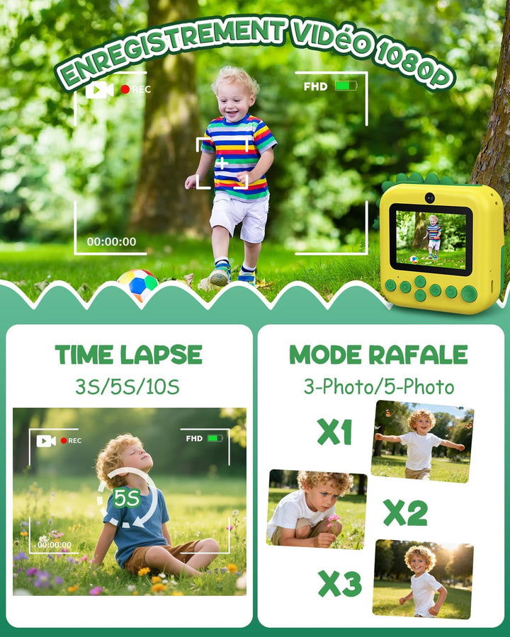 Sofortbildkamera Kinder, 48MP Kinderkamera 1080P HD 2,4 Zoll Bildschirm Digitalkamera mit 32GB Karte