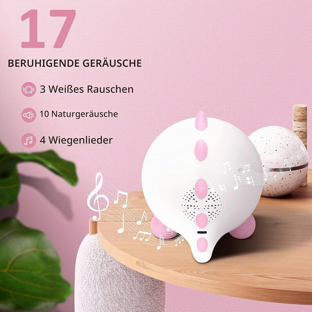 DINOTIME Schlaftrainer Kinder, Kinderwecker mit Nachtlicht Soundmaschine Timer für Schulanfänger Mäd