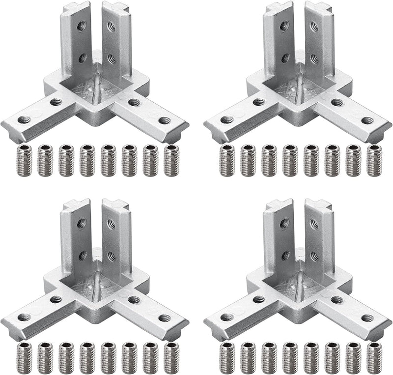 4er 3 Wege Aluprofil Eckverbinder Mit Schrauben, Eckhalterung Nut 6/8 Für Aluminium-Extrusionsprofil