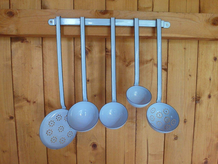 Riess Emaille Set Küchenhelfer mit praktischer Aufhängeleiste (blau), Blau