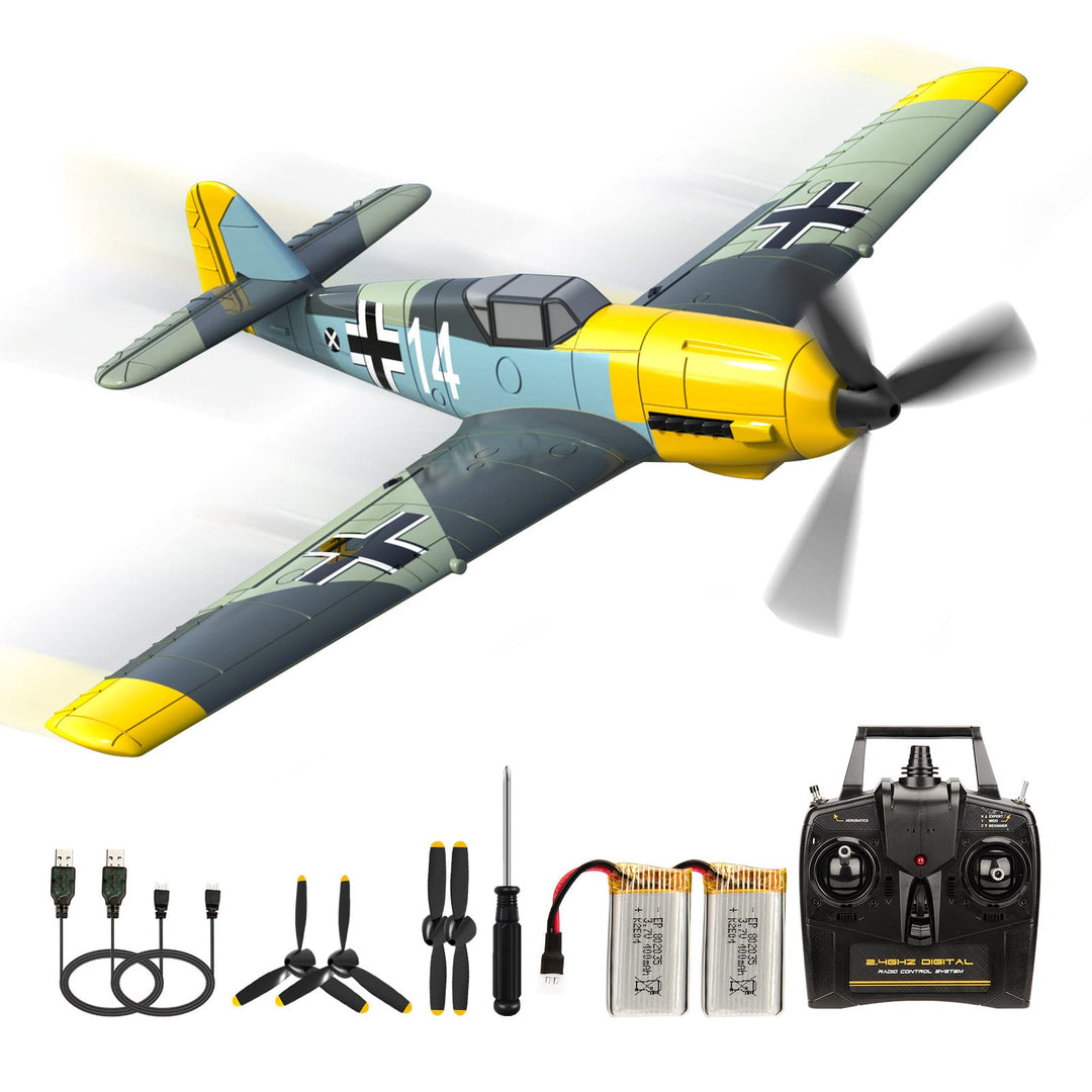 BF-109 RC Flugzeug, 2.4Ghz 4-CH Ferngesteuertes Flugzeug Warbird Aerobatics Flugzeug Spielzeug RTF m