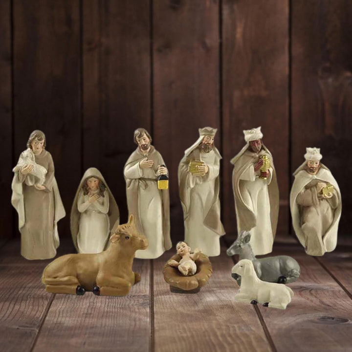 Weihnachtskrippe Krippenfiguren Set 10 Teilig Jesu Geburt Mit Maria Josef Jesuskind 3 Könige Hirten