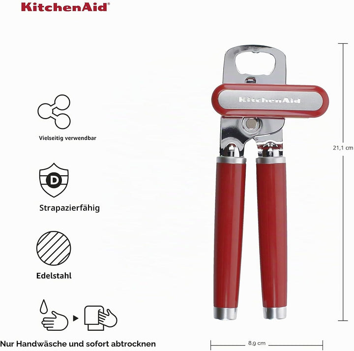 KitchenAid Klassischer Multifunktions-Dosenöffner/Flaschenöffner, 21 cm, Empire Red Einheitsgrösse R