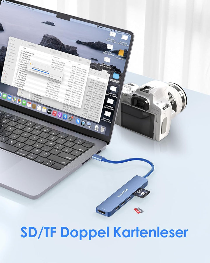 LENTION USB C Hub 100W PD Aufladung, 4K@60Hz HDMI, SD/TF Kartenleser, USB 3.0, Adapter USB C auf USB