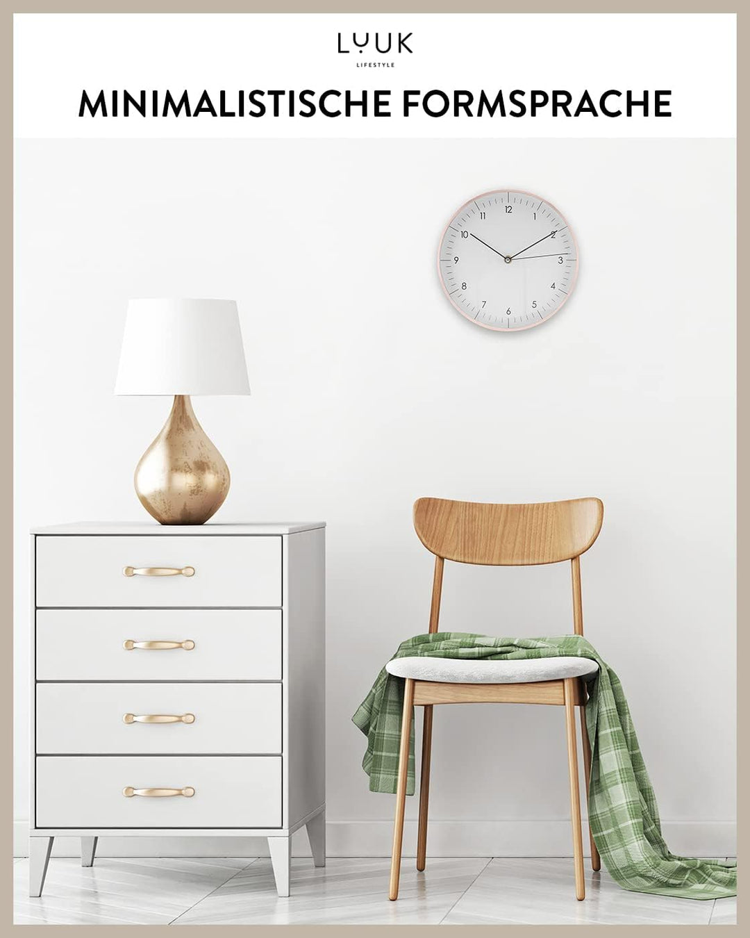 LUUK LIFESTYLE Grosse Quarz Wanduhr in nordischem Design, Küche, Kinderzimmer, Wohnzimmer, Diele, ge