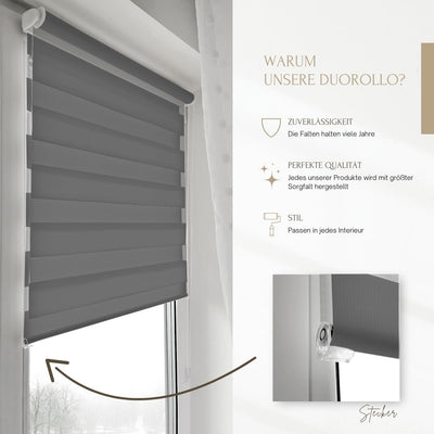 Home-Vision® DuoRollo Klemmfix, Doppelrollo ohne Bohren mit Klämmträgern, Rollos für Fenster und Tür