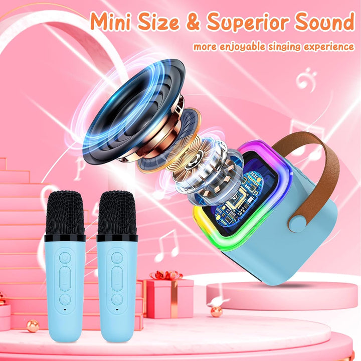 Karaoke Maschine Kinder mit 1 Mikrofon, Drahtloses Karaoke Mikrofon mit LED Tragbare Bluetooth Lauts