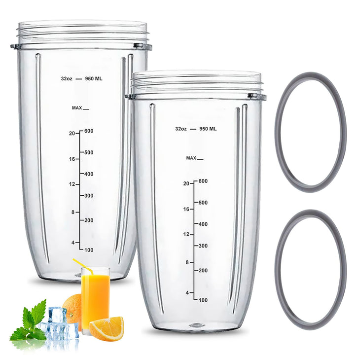 2 Stück Entsafter Ersatzbecher, 32oz Becher Kompatibel Für Nutribullet, 950ml Ersatzteil Entsafter-Z