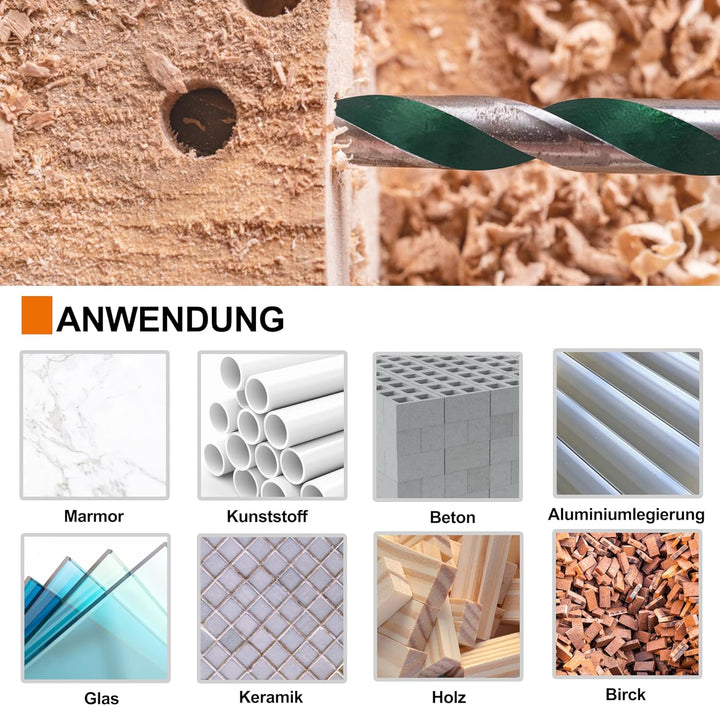 Sägezahnung Fliesenbohrer Exzenterbohrer-Set 10 tlg, Glasbohrer Set mit Kobalt，Keramikbohrer für Fli