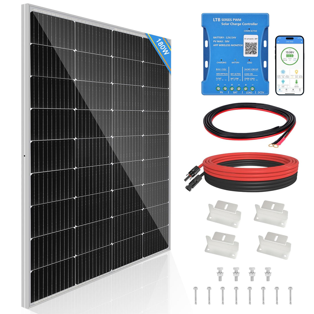 180W Solarpanel 12V Monokristallines Solarpanel Solarzelle Kit : 180 Watt Solarmodul mit 20A Bluetoo