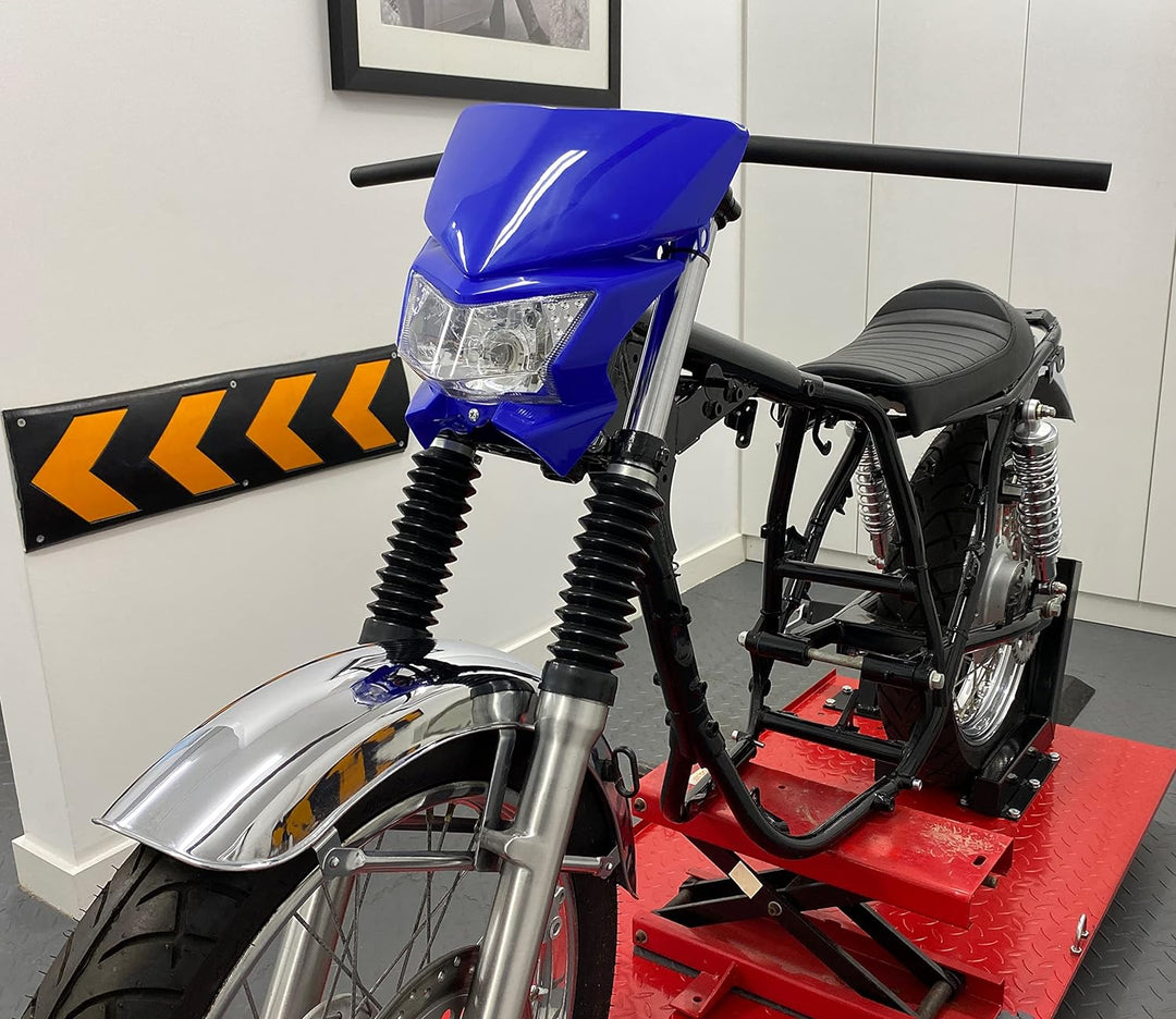 Alchemy Parts Motorrad Scheinwerfer - Streetfighter & Supermoto - Blau - 12V 35W