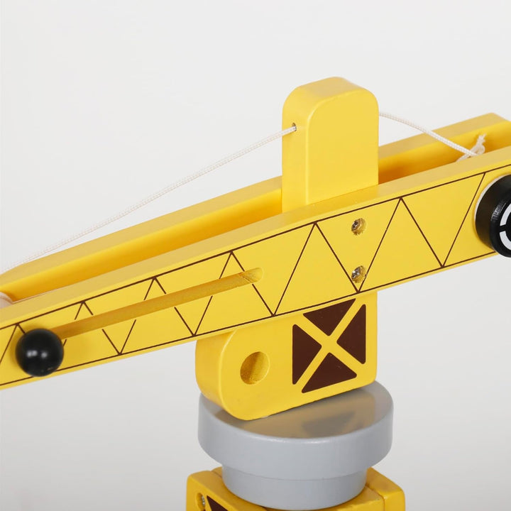 Beweglicher Hafenkran mit Magnetwinde und Zubehör - Holz-Set, 360° Kran, LKW, Wagen, Anhänger, Spiel