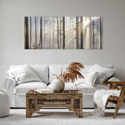 Wandbilder Dekoration Wohnzimmer Wald Baum Natur Panorama Bilder auf Leinwand 120x50cm Leinwandbild