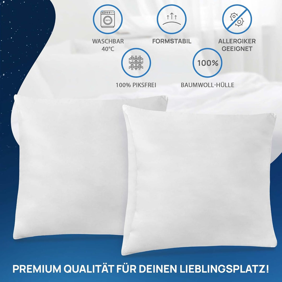LILENO HOME Federkissen 80x80 cm [2er Set] - Kissen 80 x 80 cm aus Federn als Kopfkissen, Schlafkiss