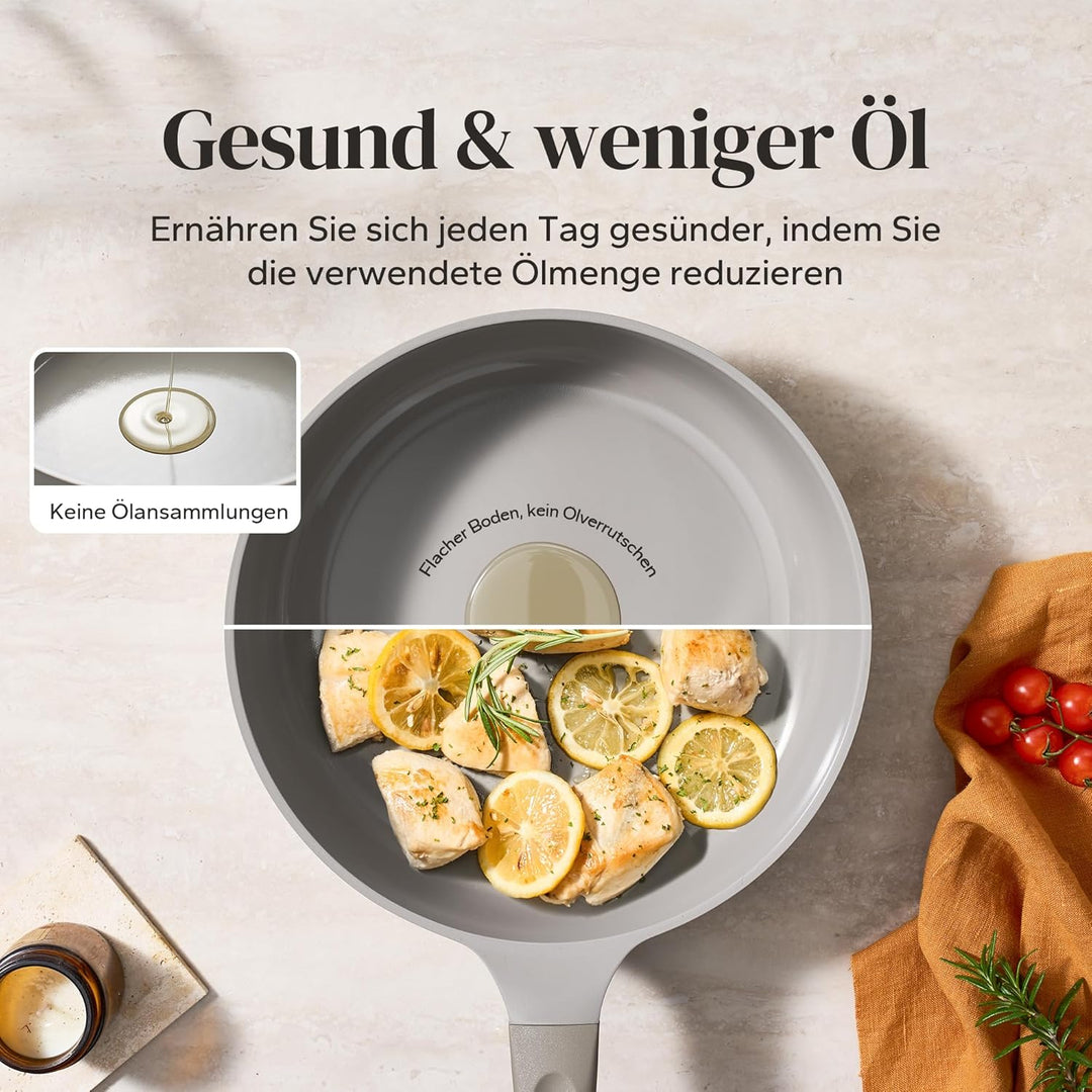 Redchef Keramik Schmorpfanne 28cm mit Deckel Hoher Rand, Antihaft Bratpfanne Induktion, Sauté Pfanne