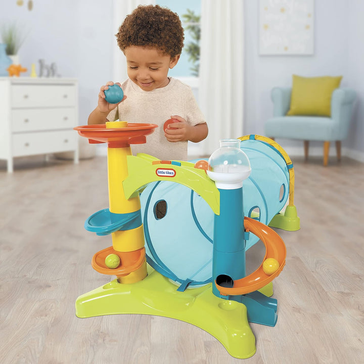 Little Tikes 658365EUC 2-in-1 Aktivitätstunnel-mit Ballrutsche, Fenster, Geräuschen &amp; Musik-für akti