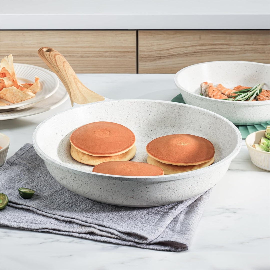 SENSARTE Weiss Keramik 28cm Antihaft Bratpfanne Skillet, Schweizer Beschichtung Omelette Pfanne, Ges