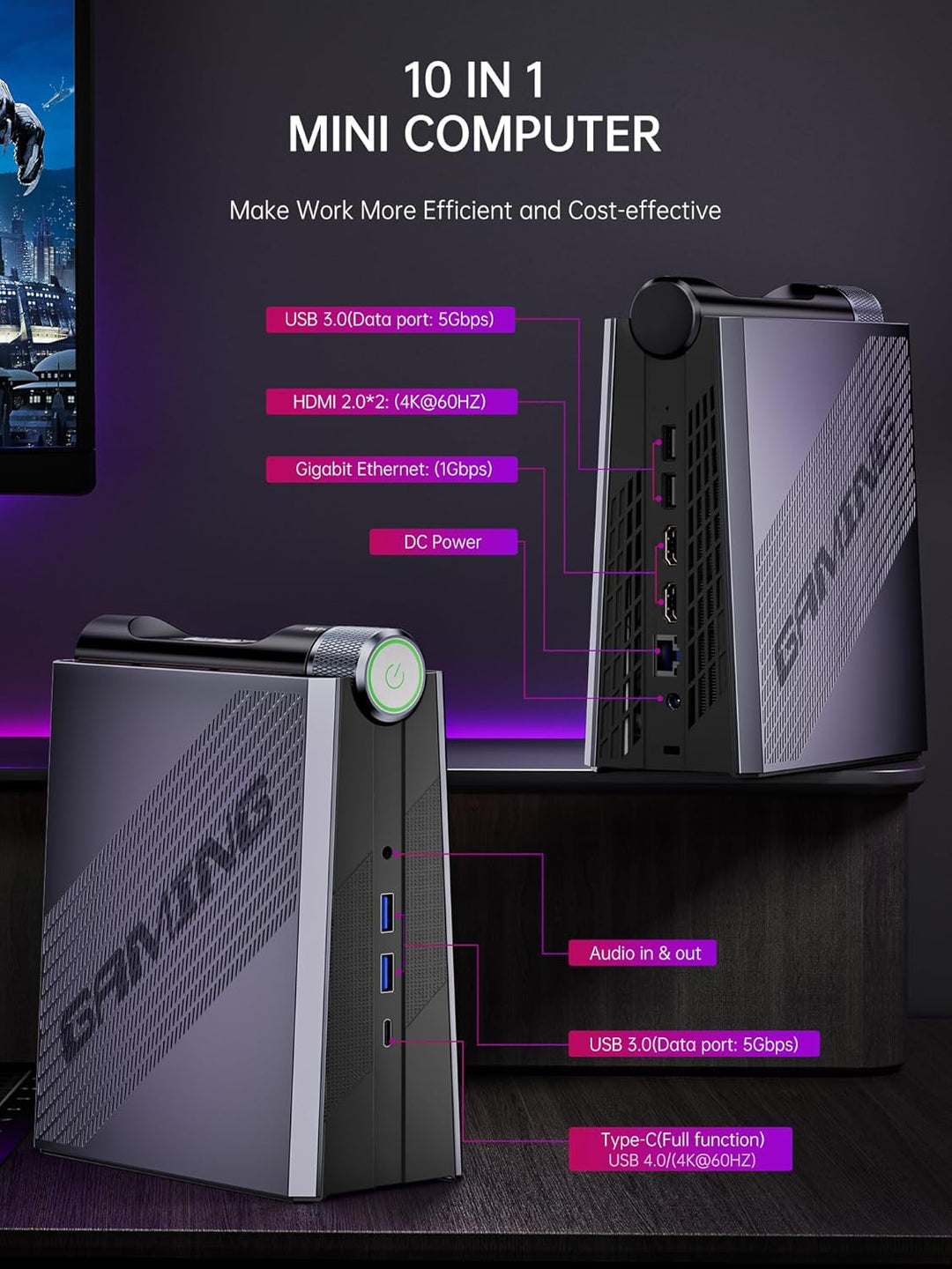 ACEMAGICIAN RGB Mini PC Gaming AMD Ryzen 9 6900HX (8C/16T,bis zu 4,9 GHz), 16GB DDR5 512GB NVME PCIe