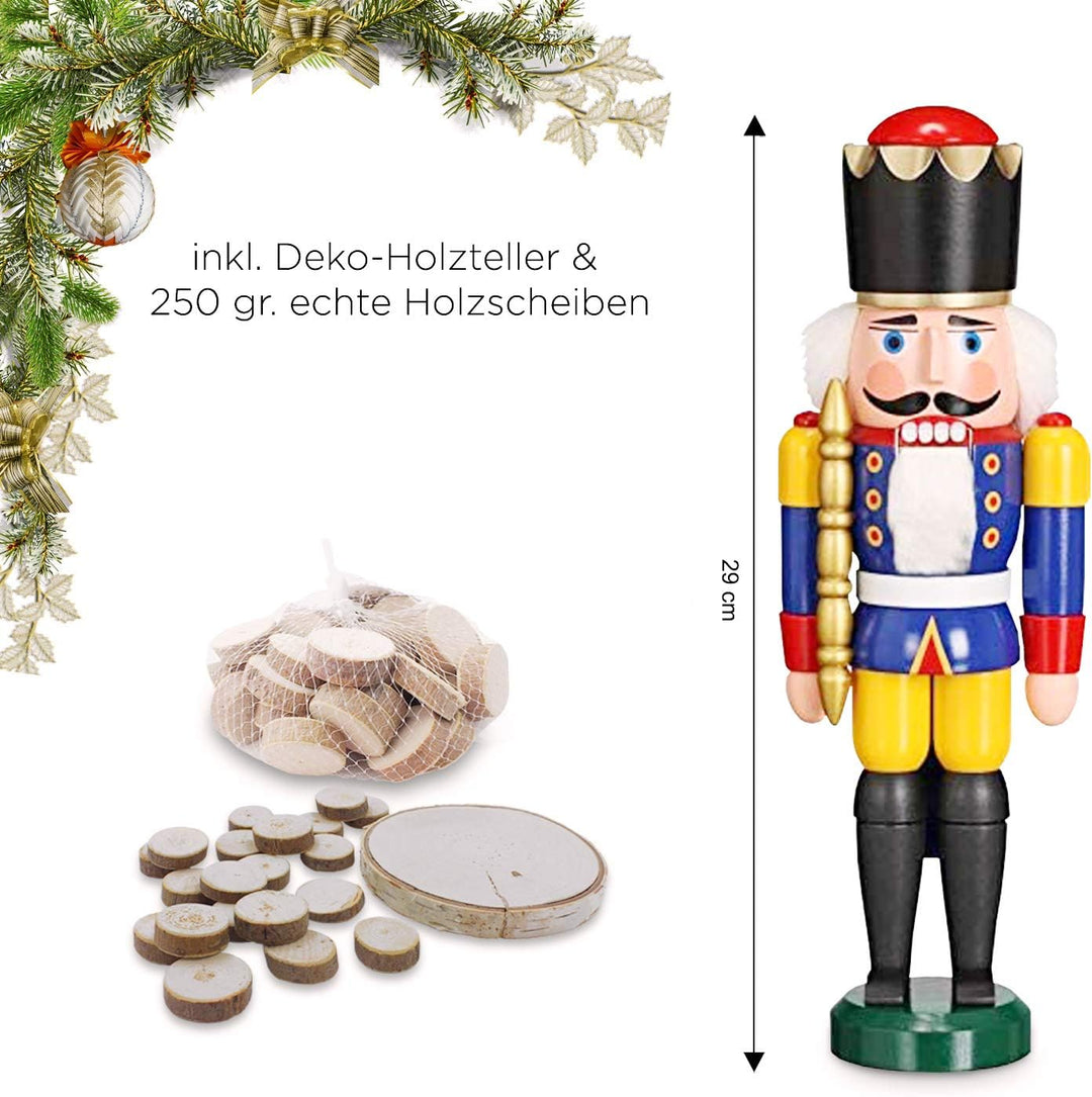 Seiffener Volkskunst Nussknacker König blau | Nussknacker Figur gross Höhe 29 cm | Weihnachtsdeko Fi