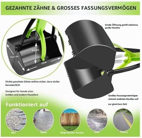 Grosser Hundekotschaufel 80 cm Extra langer Griff faltbarer Kotenentferner Greifer Picker für den Au