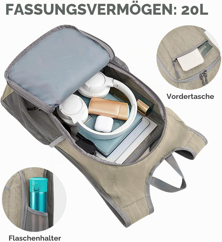 G4Free 10/15/20L Faltbarer Rucksack Klein, Wanderrucksack Leicht, Tagesrucksack Damen Herren für Wan