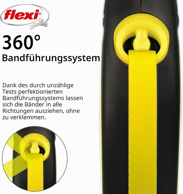 flexi cl31t5.250.s Neo einziehbare Hundeleine, gross, Schwarz/Neon Black/ Neon 1 Stück (1er Pack), B