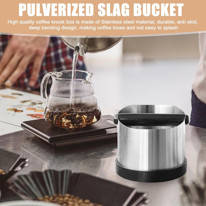 Abklopfbehälter für Siebträger, 700ML Edelstahl Knock Box für Kaffeesatz Espresso Abklopfbehälter Si