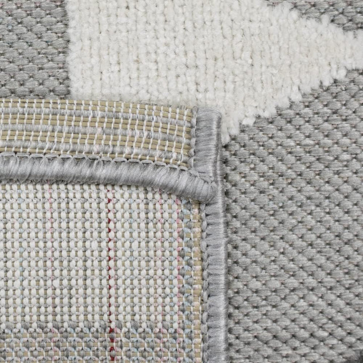 Teppich-Traum Sisal In- & Outdoor Teppich modernes 3D Dreiecksmuster abstrakt Creme grau Grösse 80x1