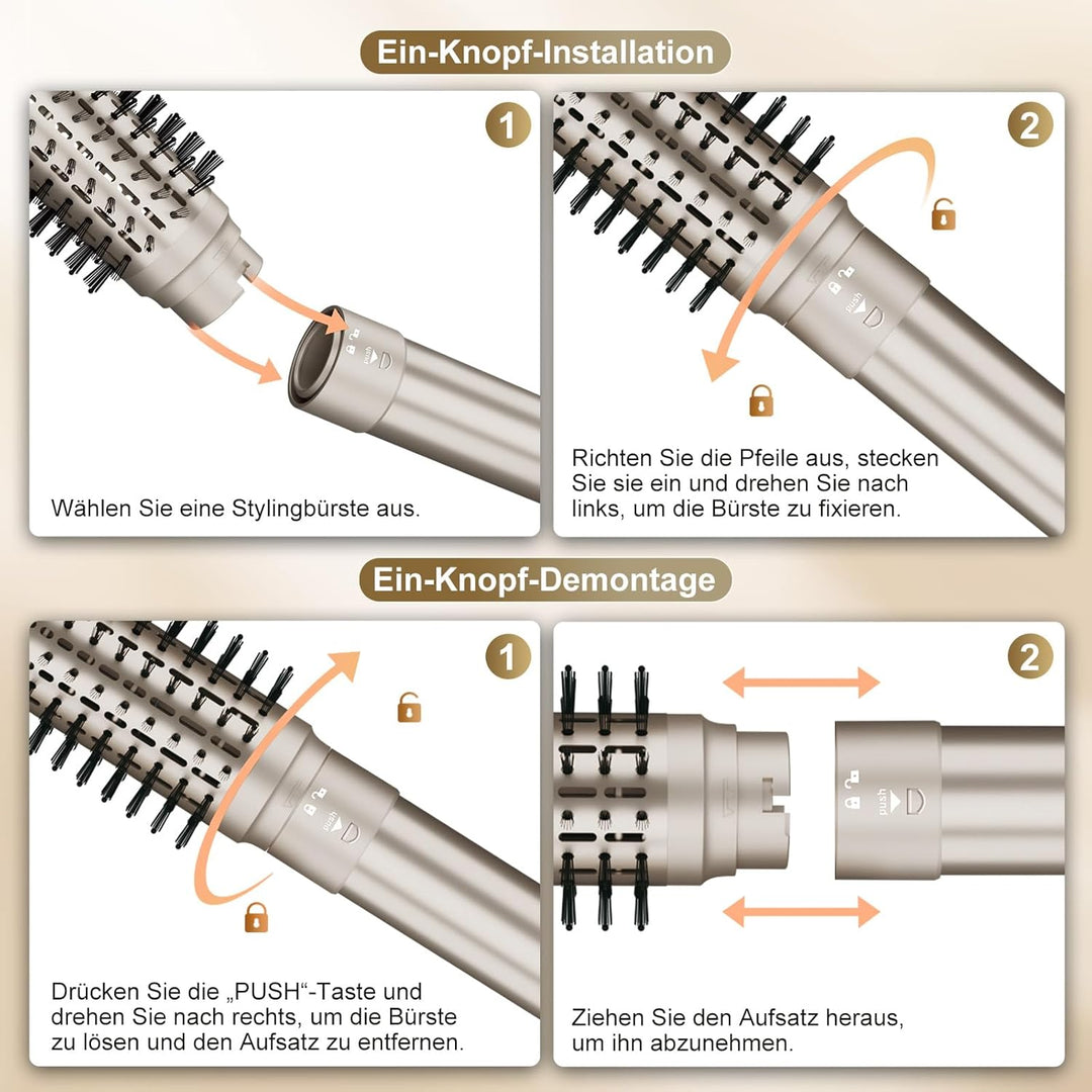 7MAGIC 6 in 1 Airstyler, Hairstyler, Lockenstab Auto-Wrap, Stylen Sie Beach Wave, Ionen Föhn, Profes