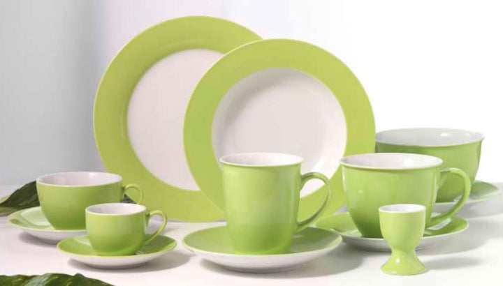 Ritzenhoff & Breker Doppio Suppenteller, 6er Set, Teller tief mit farbigem Rand, Essteller, Porzella