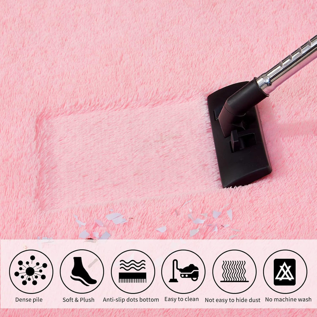 Teppich Rosa 60x120cm Klein Flauschig Teppiche Hochflor, Rosa 60x120cm